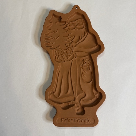 Longaberger Pottery Vintage Christmas Cookie Molds St Nick Kriss Kringle Set - Picture 11 of 14